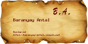Baranyay Antal névjegykártya